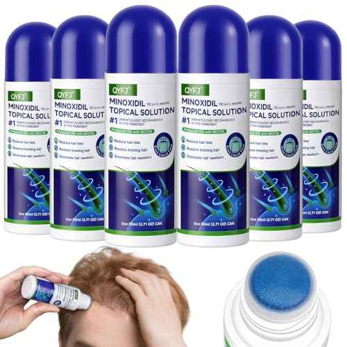 blue 5% minoxidil hair growth Serum for women & men with biotin - with sponge applicator for thinning hair & receding hairline 8-month supply-6pcs Packs 2.71 fl oz per bottle