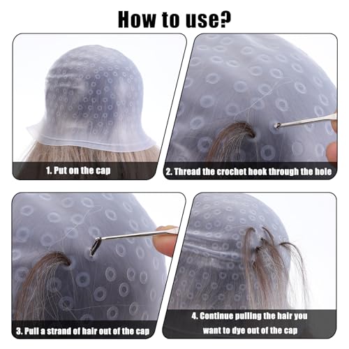 Silicone Highlighting Cap Kit with Brushes - 5PCS Hair Coloring Tools