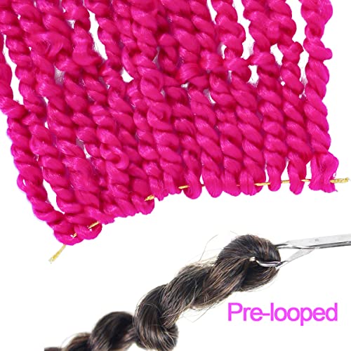 6Packs Long Pink Passion Twist Corchet Hair 32inch Pre-Looped Crochet Braids Long Pretwisted Passion Twist Braiding Hair Extensions for Women(11strands/pack, Pink#)