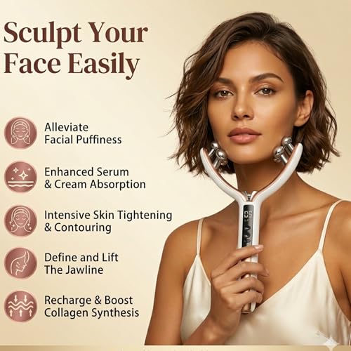 Versha Facial Massager with Red Blue LED Light & Double Chin Sculpting