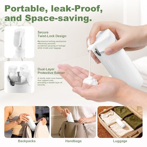 4-in-1 Travel Dispenser Bottles Set 30ML Leak-Proof TSA Approved Toiletry Containers with Labels