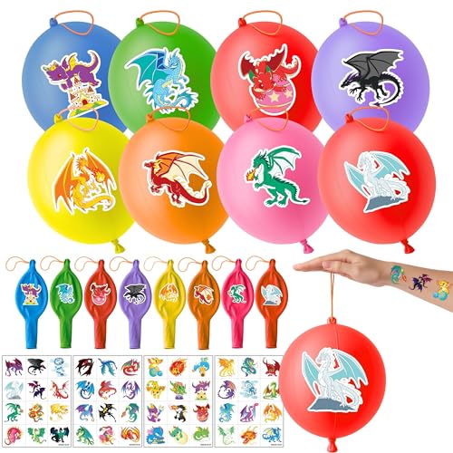 Dragon Party Favors Set - 48 Tattoos & 24 Punch Balloons