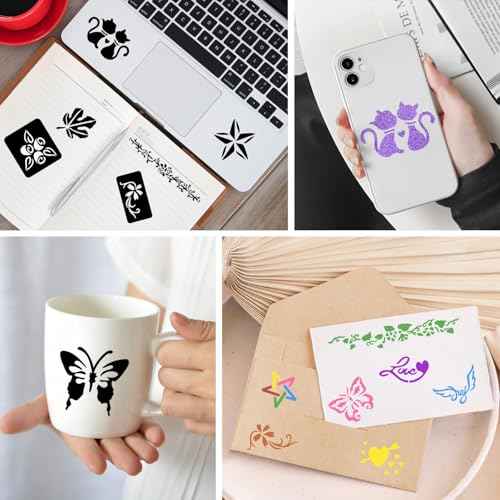 12 Temporary Tattoo Stencils,142 PCS Henna Stencils Reusable Tattoo Stencils for Face Body Art Painting for Women Men Adults Kids