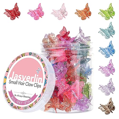 Glitter Butterfly Mini Hair Claw Clips - 50 Pack
