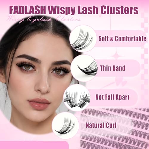 FADLASH DIY Lash Clusters - 280PCS D Curl Wispy Extensions 8-16mm