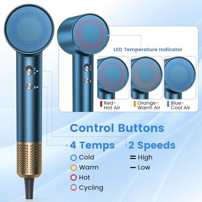 160000 RPM Ionic Hair Dryer with Diffuser – Fast Drying, Low Noise