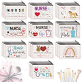 Irenare 30 Pcs Nurse Gifts for Women Nurse Survival Kit Canvas Makeup Bags Cosmetic Appreciation Peace Love Nursing Travel Toiletry Case Earpiece Toiletry Zipper Pouch Bag Thank You Gift