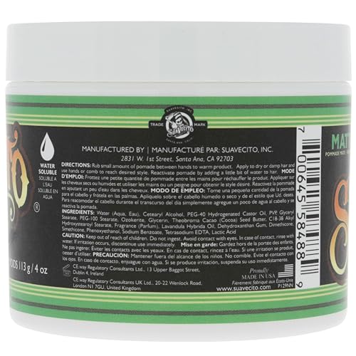 Suavecito Pomade Matte (Shine-Free) Formula 4 oz, 2 Pack - Medium Hold Hair Pomade For Men - Low Shine Matte Hair Paste For Natural Texture Hairstyles