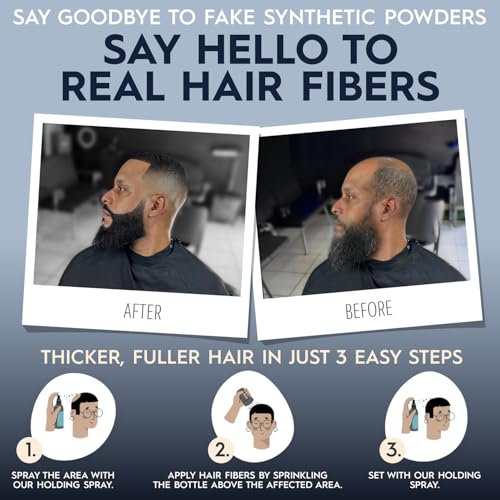 Hair Illusion Black Real Hair Fibers - 38g Thinning Hair Cover