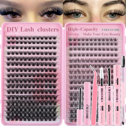 Lash Clusters Kit - Wispy Fluffy False Eyelashes C Curl with Bond&Seal