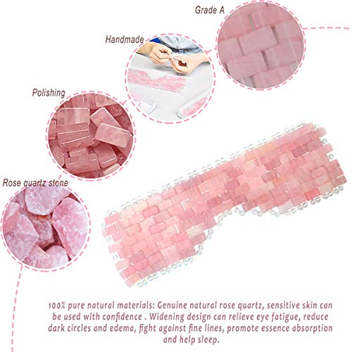Natural Jade Sleep Mask & Blindfold,Natural Jade Eye Mask,Anti-Aging Hot or Cold Therapy Eye Mask Which is Soothing Cooling Detoxifying (Rose Quartz)
