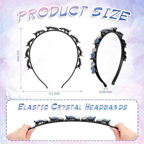 Suncalla Crystal Flower Rhinestone Headbands 12 Pack for Women Girls