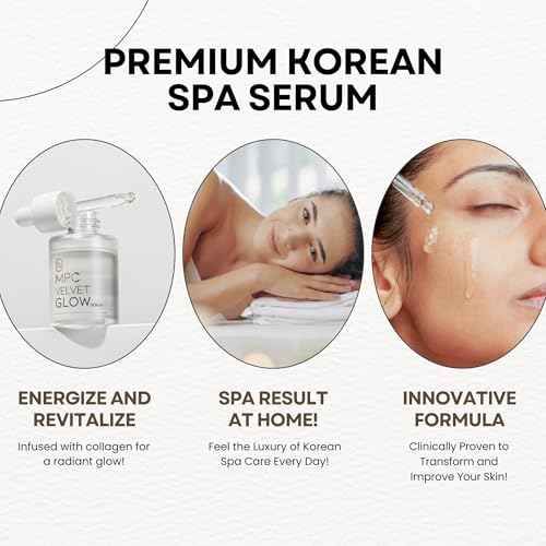 MPC Velvet Glow Serum, All-Day Hydration, Wrinkle Reduction & Revitalizing Skin with Hydrolyzed Collagen, Soybean Peptide and Centella Asiatica Extract, Premium Korean Serum, 1.69 fl oz