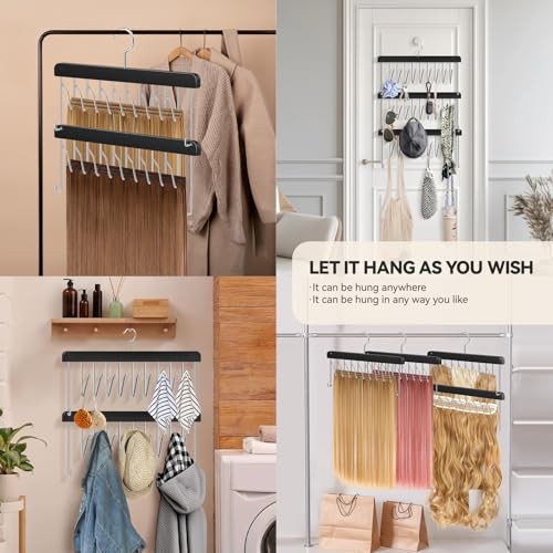 2-Pack Hair Extension Holder & Hanger - Stackable Wig Organizer