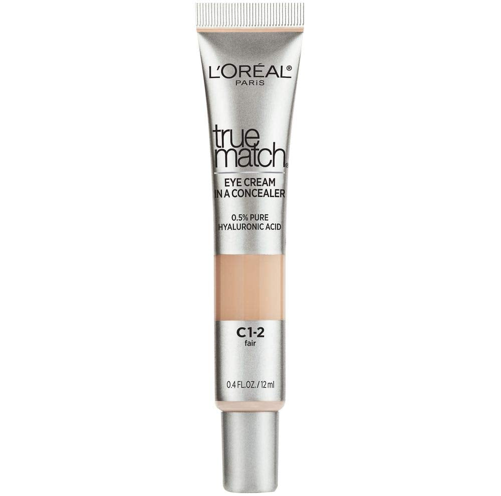 L’Oréal Paris True Match Eye Cream in a Concealer, 0.5% hyaluronic acid, Fair C1-2, 0.4 fl. oz.