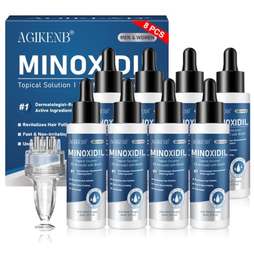 Minoxidil Hair Regrowth Serum 8-Pack for Men & Women - Thicker Hair & Beard Support