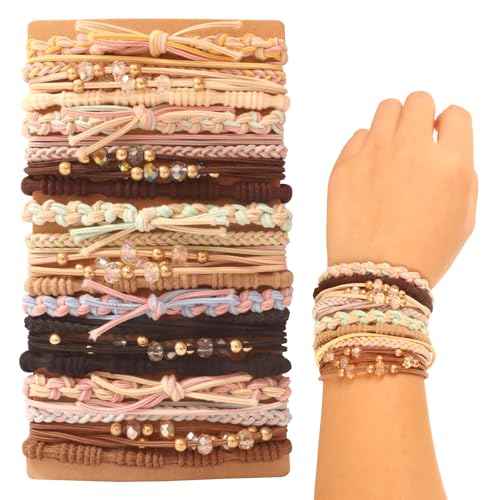 20 PCS Boho Hair Ties, Bracelets Hair Ties for Thick or Thin Hair, Ponytail Holders, 2.5¡¯¡¯ Hair Ties No-Damage
