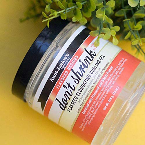 Aunt Jackie's Flaxseed Recipes Don't Shrink Elongating Hair Curling Gel for Natural Curls, Coils and Waves, Helps Prevent Dryness and Flaking, 15 oz