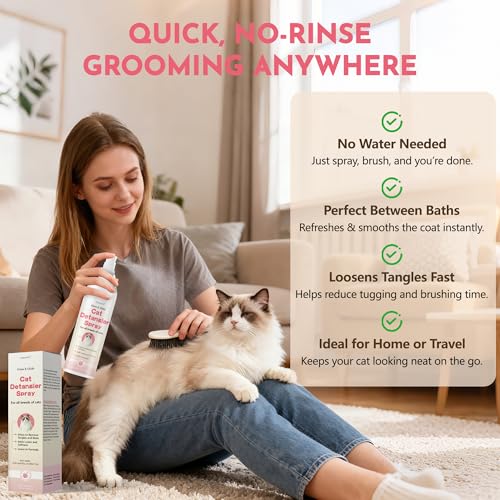 Cat Detangler Spray for Matted Fur | No-Rinse Grooming Solution