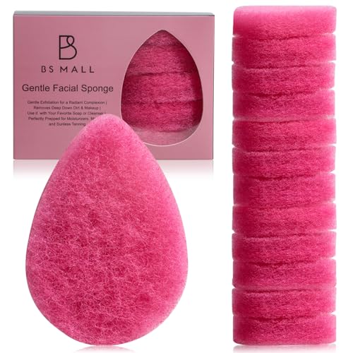 BS-MALL Facial Sponge 12 Pcs ? Exfoliating Face Scrubber for Deep Cleansing, Removes Blackheads, Reusable Design, Perfect for Skin Care Routine (Hot Pink-Soft Texture)