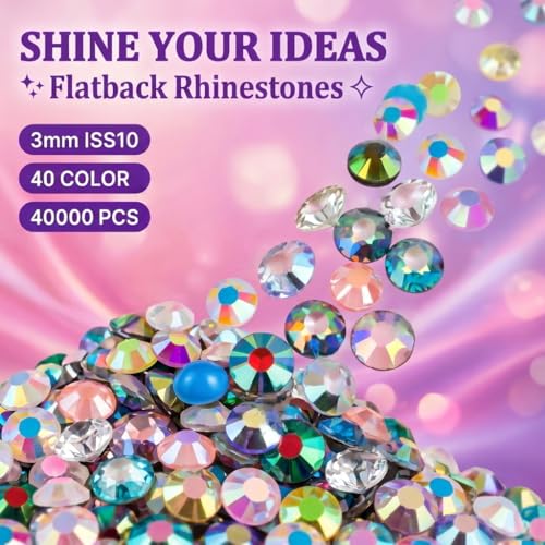 Jelly Rhinestones Bedazzling Kit - 40000 Pcs 40 Colors with Glue