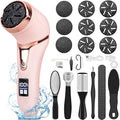 Electric Callus Remover for Feet (with Dander Vacuum Cleaner), Rechargeable Foot Callus Remover Pedicure Tools Foot File, Professional Foot Care Kit Deadskin Remover with 9Heads&2Speed,LCD Display