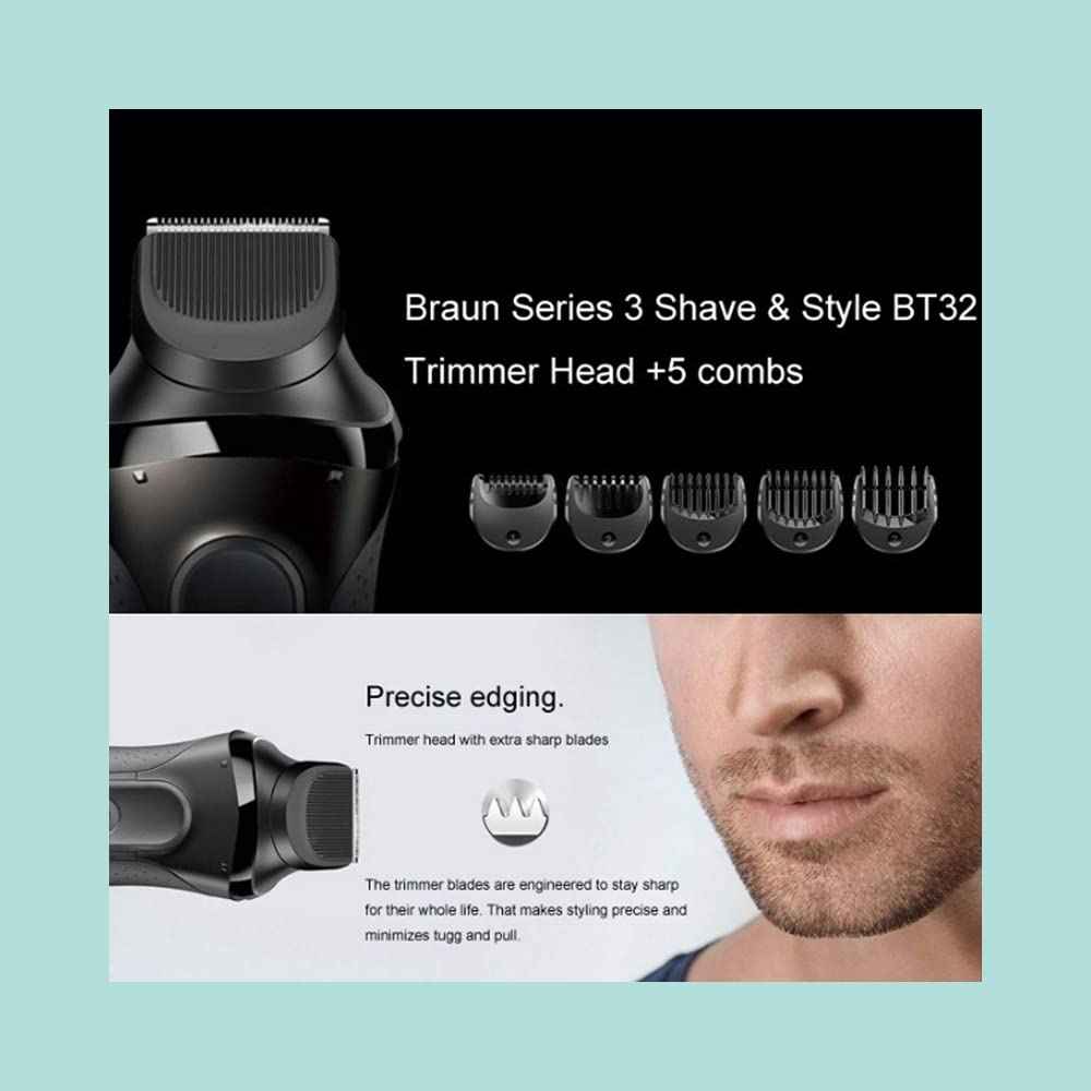 Electric Shaver Beard Trimmer Head Compatible + 5pcs Comb Trimming Set Compatible with Series 3, BT32 Razor Head Replacement Razor Blade