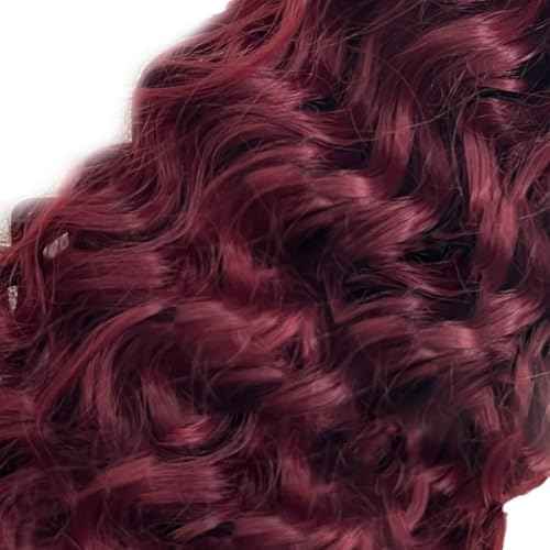 Augfst Brazilian Virgin Human Hair Bundles Burgundy 99J Water Wave Curly Human Hair Bundles 10 12 14 inch Unprocessed Brazilian Wine Red Quick Weave Hair for Black Women