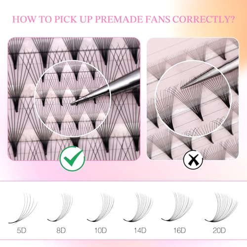 EMEDA 320 Premade Lash Fans 10D 0.07 D Curl 8-15mm