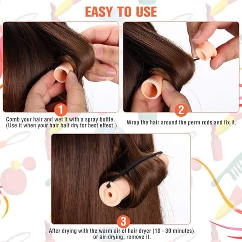 40Pcs Perm Rods Set for Natural Hair - Plastic Wave Rollers