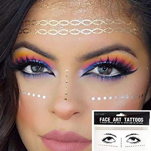 Face Glitter Tattoo Stickers - 3PC Rave Festival Jewelry Set