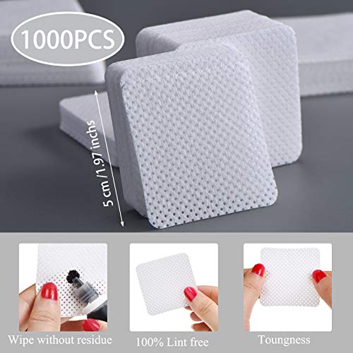 Maitys 1000 Pieces Eyelash Extension Glue Wipes Eyelash Glue Cleaner Non Woven Fabric Wipes Lash Supplies Accessories Tools for Extension Nail Polish Bottle(White)