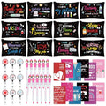 Yeaqee 48 Pcs Nurse Christmas Appreciation Gifts Set Bulk Include Makeup Cosmetic Bag Pocket Journal Notebooks Ballpoint Pen Badge Reel for Christmas Women Rn Assistant Student(Black,Nursing)