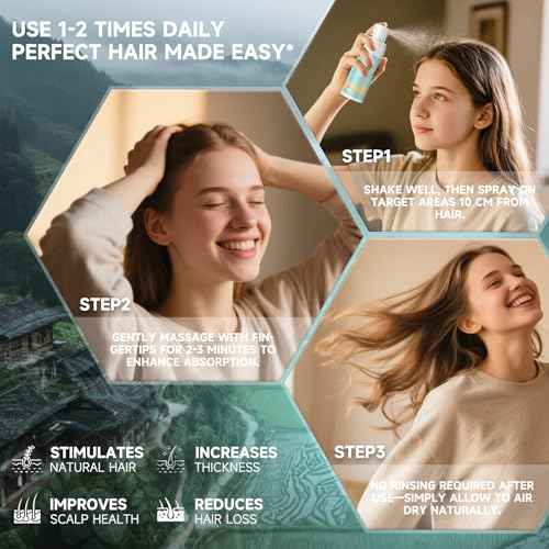 Hair Growth Serum Oil for Women - Rosemary Batana Rice Water Biotin Hair Spray for Hair Growth - Hair Growth Thickening Product - Hair Loss/Shedding,Thin, Dry & Damaged for Women Men(60 ML/2.0FL.oz)