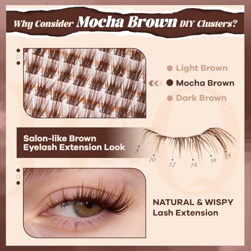 B&Q Brown Lash Clusters Natural Lash Clusters for Light Hair, Reusable MochaLash Cluster Eyelash Extensions Soft Brown False Eyelashes Comfortable Eyelash Clusters Perfect for Occasions£¨MochaLash 02£©
