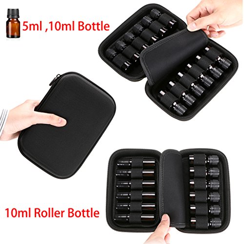 Hipiwe Black Hard Shell Essential Oil Carrying Case for 12 Bottles - Travel Bag