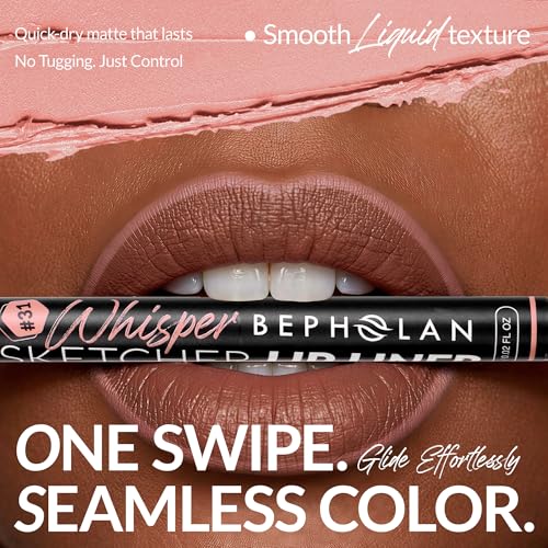 BEPHOLAN Liquid Lip Liner Waterproof - 24HR Matte Lipliner Pen (Nude Pink)