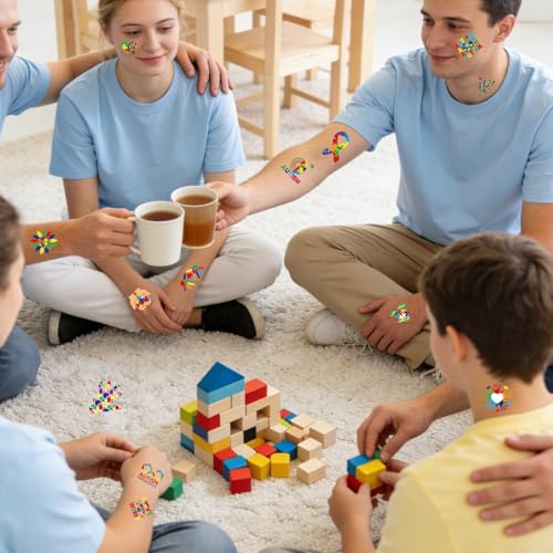 Autism Awareness Temporary Tattoos - 8 Sheets 200+ Designs