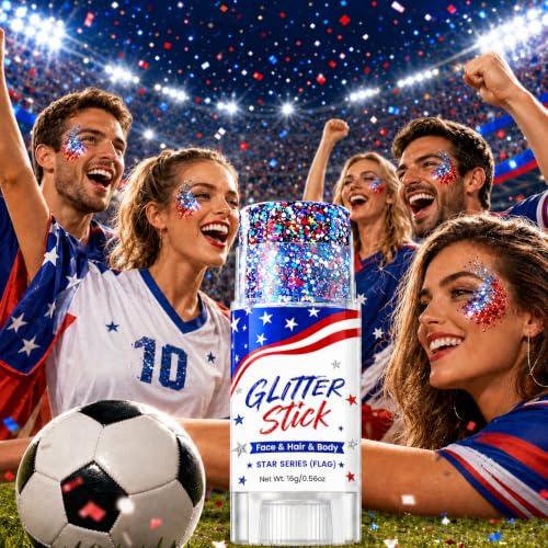 Red White Blue Glitter Stick | Patriotic Face & Body Sparkle