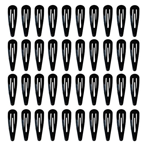 Black 2 Inch Hair Barrettes - 40 Pack Women & Girls Snap Hair Clips - Versatile & Strong Hold - Variation: Black