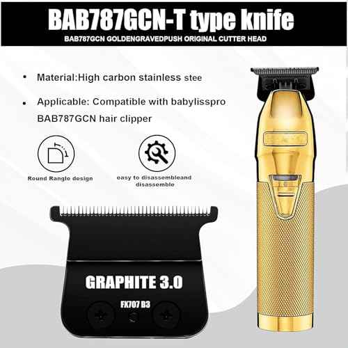 1 Pc FX707Z DLC 2.0 Replacement Blades Head Compatible with BaByliss PRO Barberology Trimmer Blade,Zero-Gapped Replacement Trimmer Blade Compatible with BaBylissPRO FX787 & FX726 Trimmer£¨Black£©