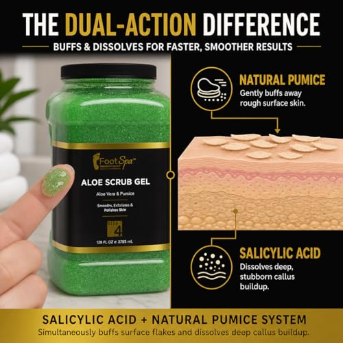 FootSpa Pedicure Exfoliating Scrub Gel with Salicylic Acid & Pumice, 128 oz