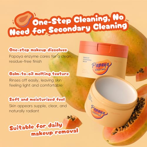 Easilydays Cleansing Balm Makeup Remover with Papaya Enzyme & Hyaluronic Acid – Gentle, Hydrating Facial Cleanser, 3.52oz