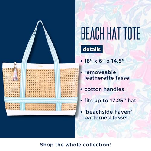 Beachside Haven Caning Beach Tote Bag with Hat Holder & Tassel Keychain