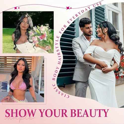 V Part Wig Body Wave Upgrade U Part Wigs for Black Women Premium Protein Silk Fiber & Human Hair Blended, Clip in V-Part Half Wigs Glueless Wear and Go 180% Density Natural Black 20 Inch