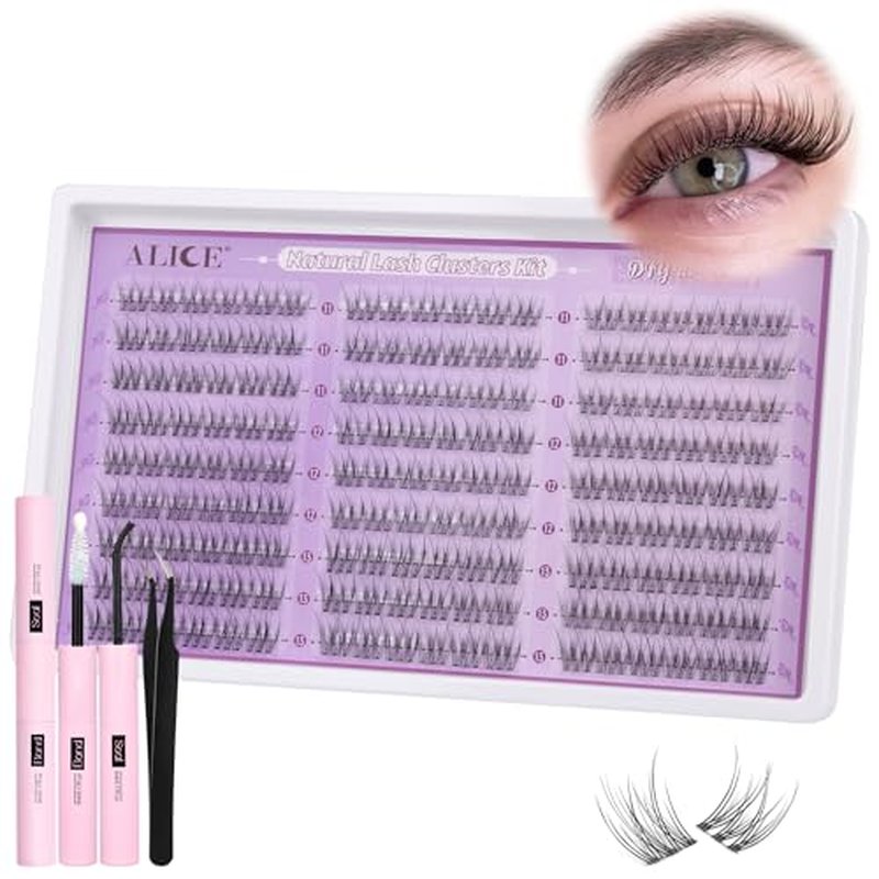 ALICE Natural Lash Clusters Kit - 162pcs Wispy Extensions 11-13mm