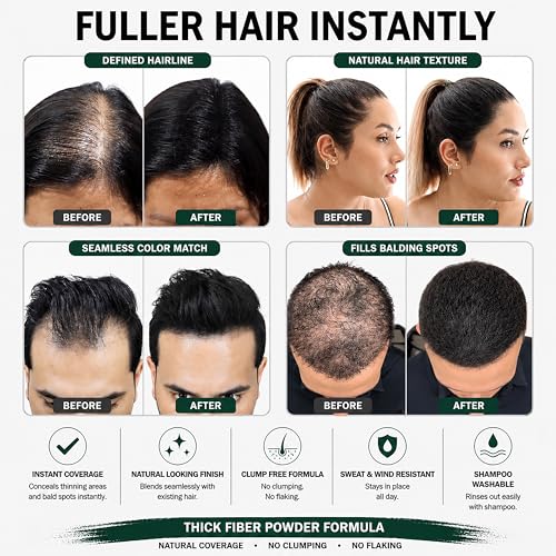 Thick Fiber Hair Building Fibers for Thinning Hair - Dark Brown, 12g