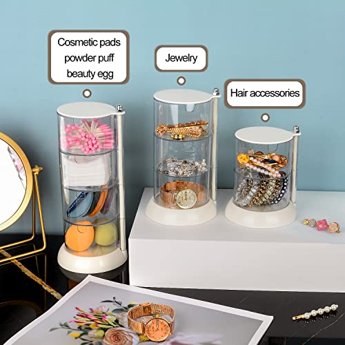 JessLab 3 Layer Clear Jewelry Organizer, 360¡Æ Rotatable Acrylic Hair Accessory Organizer, Hair Clip and Tie, Earring Holder Storage for Bathroom Vanity Countertop