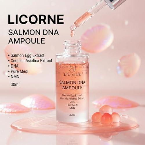 Licorne Salmon DNA Ampoule (1.01 fl oz) - PDRN & NMN Face Serum - Korean Skincare with Centella Asiatica for Fine Lines & Elasticity - Hydrating Essence for a Radiant Youthful Glow