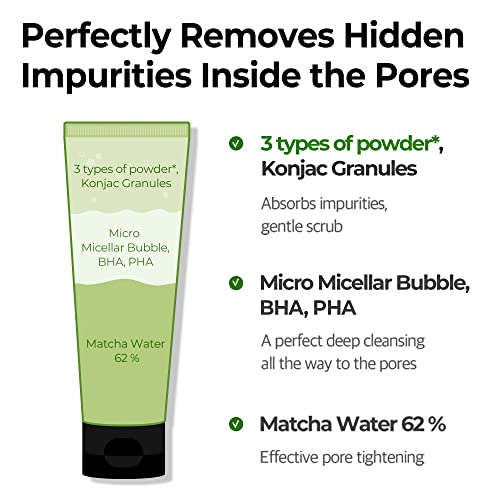 SOME BY MI Super Matcha Pore Clean Cleansing Gel - 3.38Oz, 100ml - Made from Matcha Extracts for Sensitive Skin - Mild Daily Face Wash for Pore Tightening, Sebum and Blackheads Care - Korean Skin Care